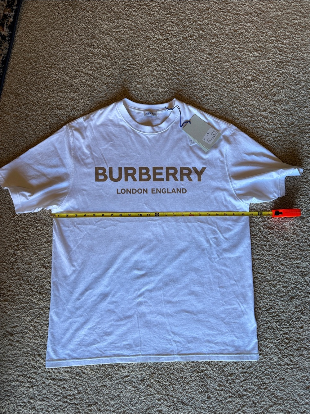 Burberry White Logo Crew Neck T-Shirt Size Large